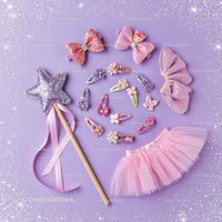 Girls Pink and Purple Glitter Hair Accessories Set