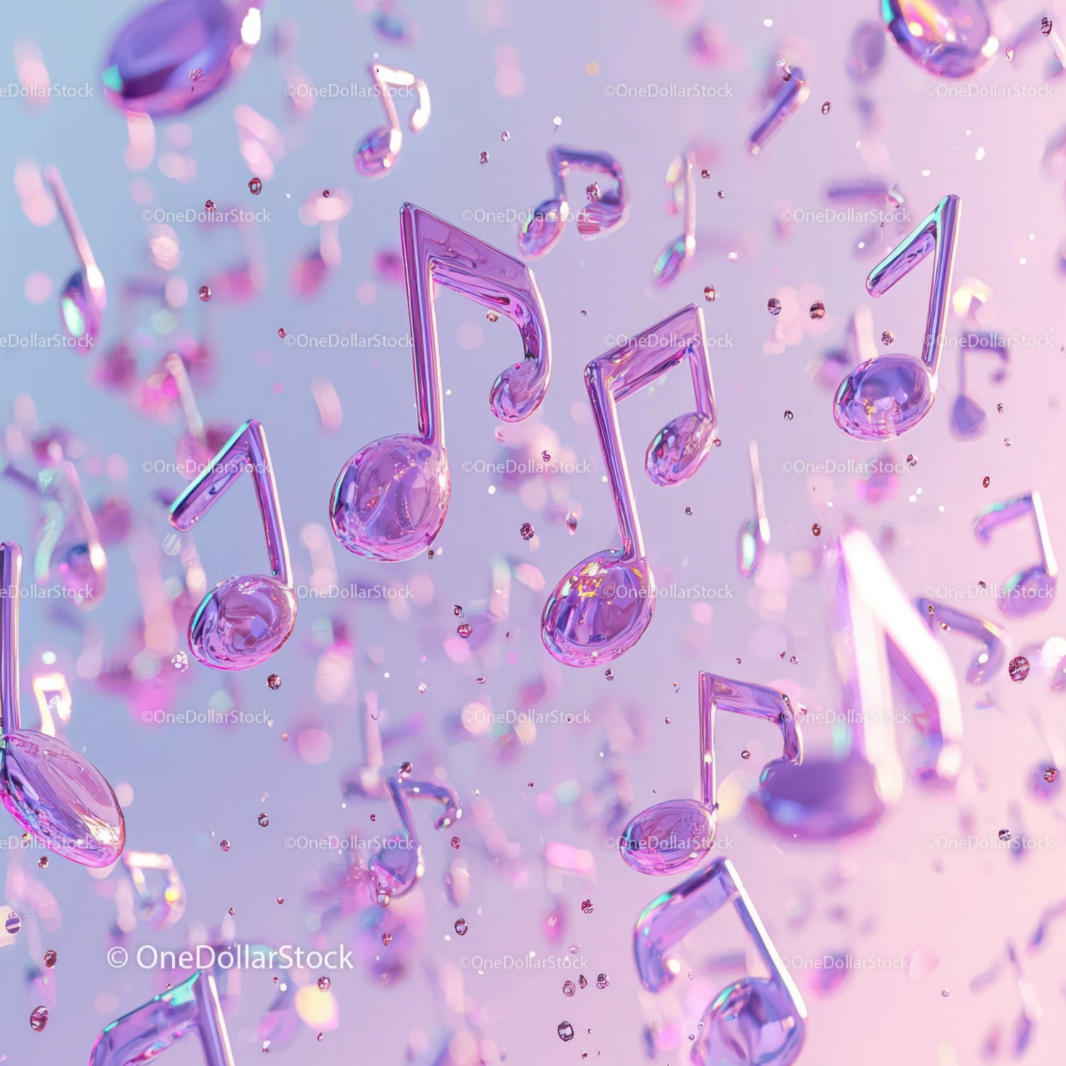 Abstract Floating Music Notes with Vibrant Pastel Colors