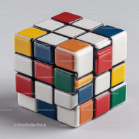 Colorful Rubik's Cube with Vibrant Red, Blue, Green, Yellow, and White Colors