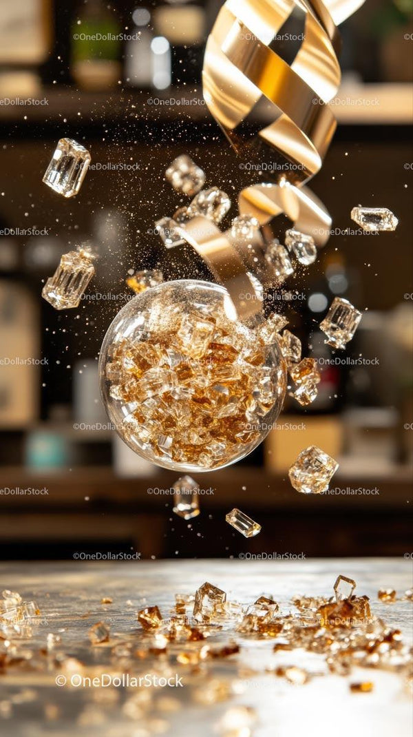 Champagne Cork Popping with Gold Confetti and Sparkles