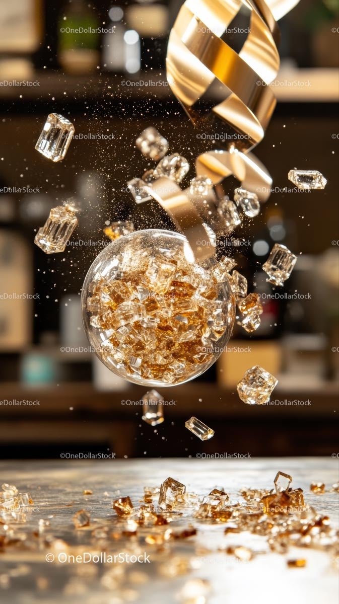 Champagne Cork Popping with Gold Confetti and Sparkles