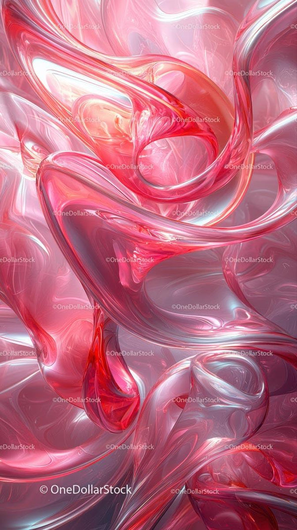Abstract Fluid Art with Pink Glassy Swirls for Creative Design