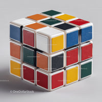 Colorful Rubik's Cube with Vibrant Red, Blue, Green, Yellow, and White Colors