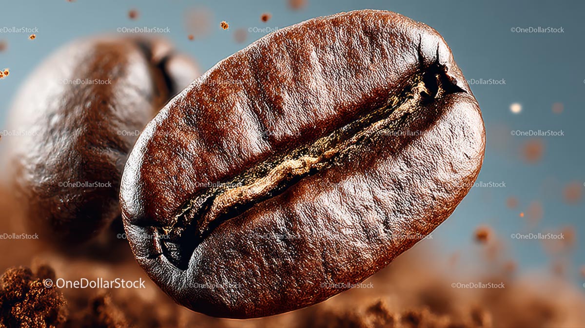 Flying Coffee Beans in Motion on a Dark Background