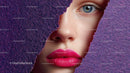 Beautiful Woman with Radiant Pink Lips and Artistic Background