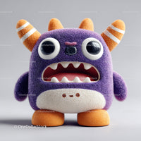 Colorful Plush Monster Toy with Big Eyes and Horns