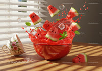 Refreshing Watermelon Splash with Ice Cubes and Mint