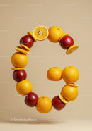 Creative arrangement of oranges and apples in circle shape