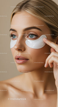 Young Woman Applying Eye Patches for Skin Rejuvenation