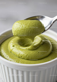 Creamy Green Avocado Dip in White Ceramic Bowl