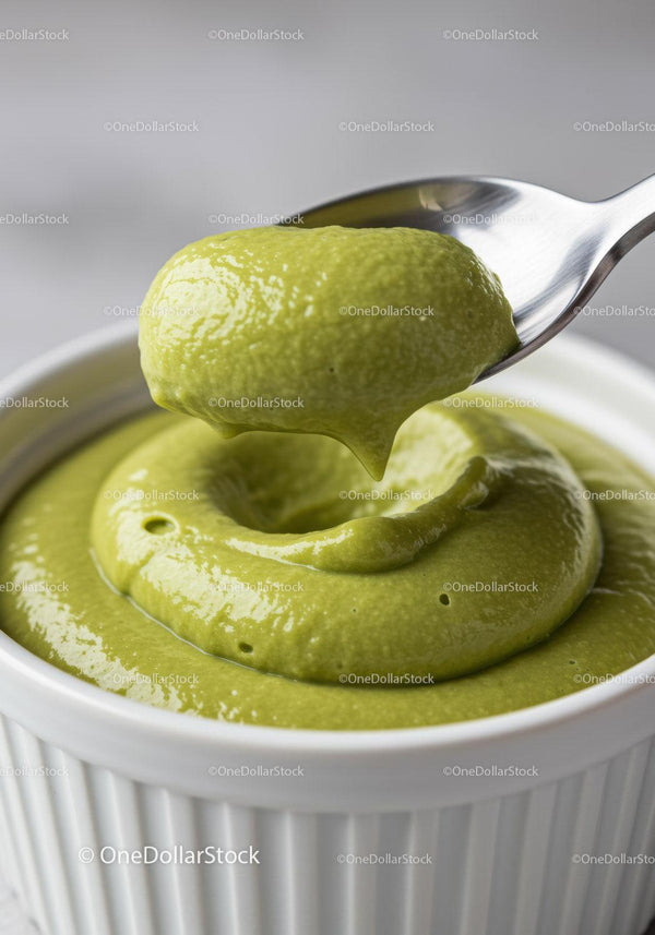 Creamy Green Avocado Dip in White Ceramic Bowl