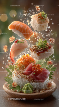 Elegant Sushi Platter with Fresh Ingredients and Creative Presentation