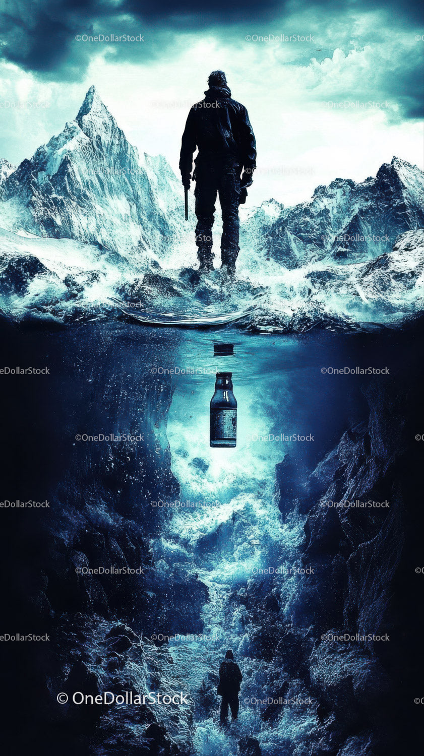 Solitary Climber Overcoming Icy Mountain Landscape