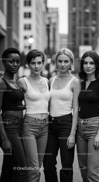 Confident young women standing together in urban setting