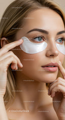 Close-Up of Woman Applying Under-Eye Gel Patches for Skin Care