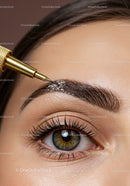 Close-Up of Eyebrow Microblading and Eye with Green Iris