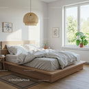 Cozy modern bedroom with natural light and greenery