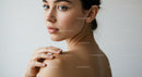 Portrait of Young Woman with Flawless Skin and Elegant Look