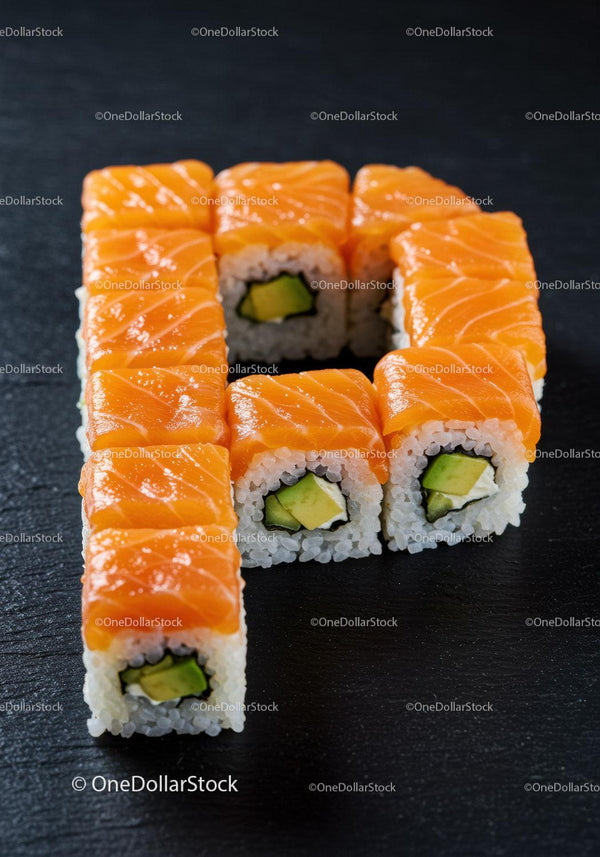 Fresh salmon sushi rolls with avocado and cream cheese