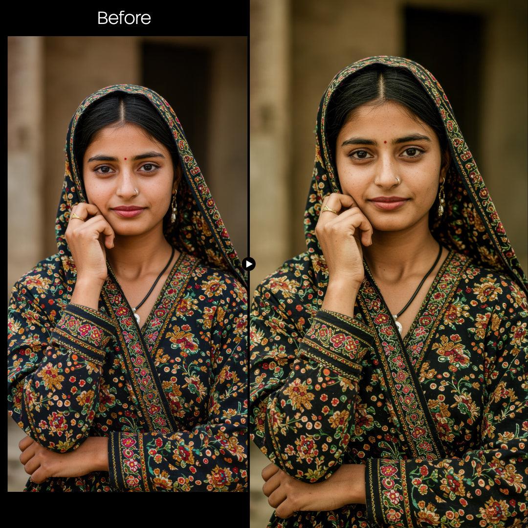 Before and after Folklore LUT Pack effect