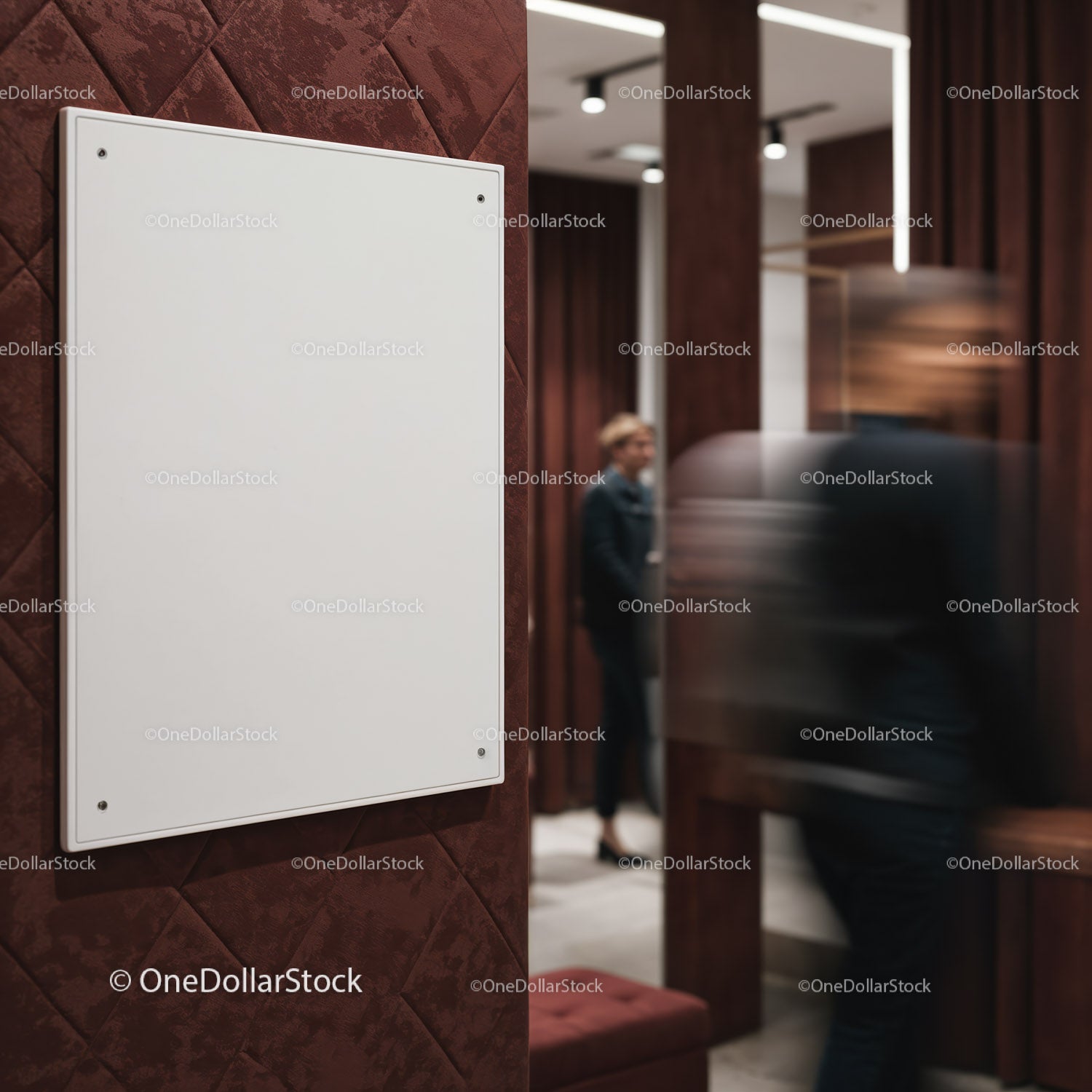 Blank white board in modern office lobby interior