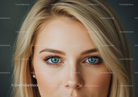 Close up of intense blue eyes and blonde hair