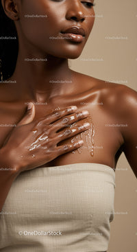 Elegant Close-Up of Dark-Skinned Woman Showcasing Natural Beauty and Glowing Skin