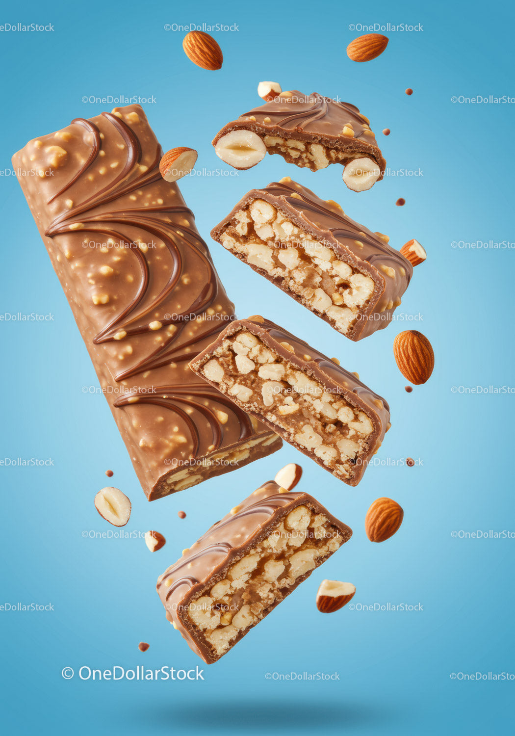 Milk Chocolate Almond Energy Bar with Crunchy Texture
