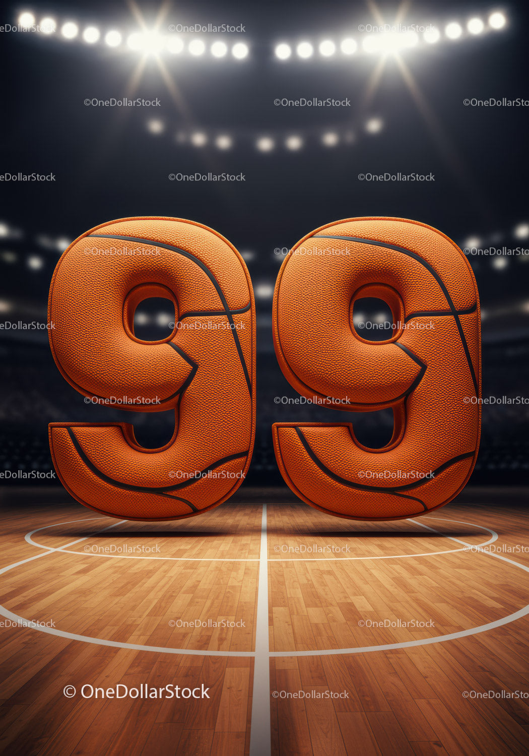 Basketball Inspired Number Nineteen on Court