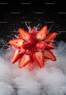 Fresh Strawberries Burst in Splash of Water and Mist