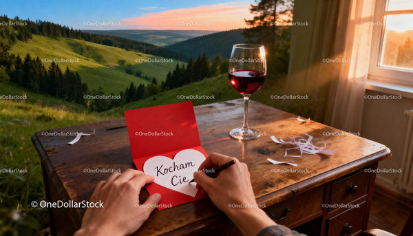 Handwriting a Love Message with Wine at Sunset View