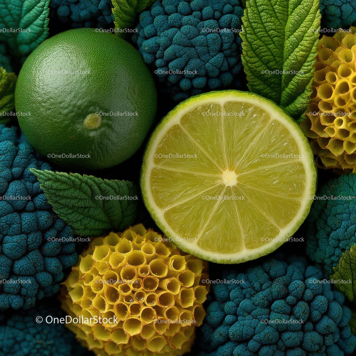 Vibrant Lime and Broccoli Composition for Fresh Food Inspiration