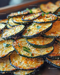 Close-Up of Grilled Zucchini Slices with Herbs and Garlic