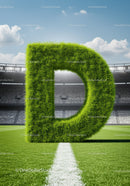 Large Grass Letter D on Football Stadium Field