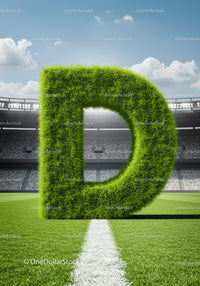 Large Grass Letter D on Football Stadium Field