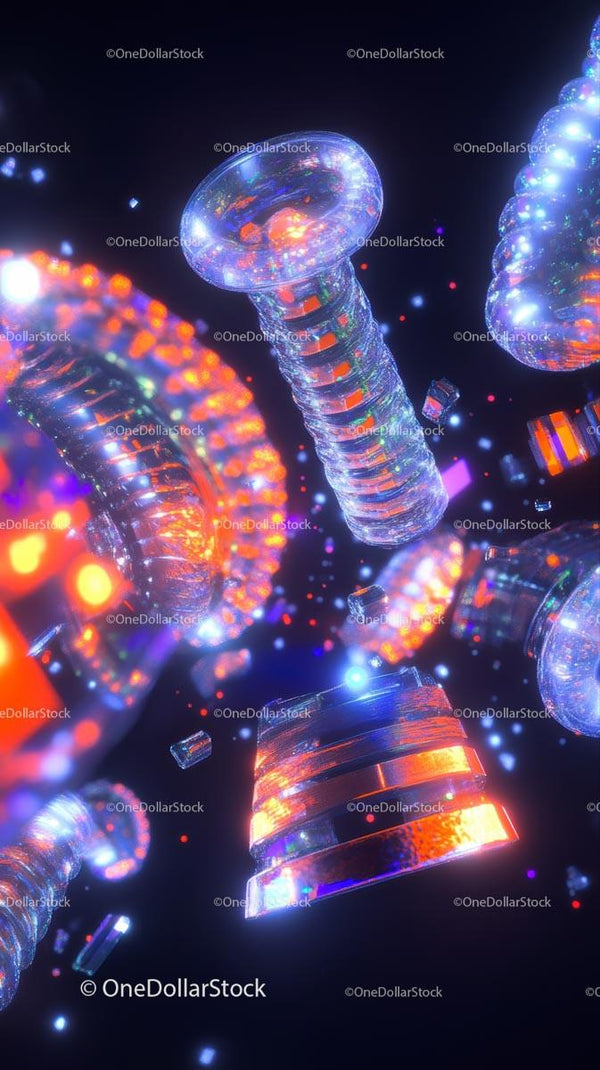 Futurystyczna świecąca instalacja świetlna meduz LED w neonowych kolorach
