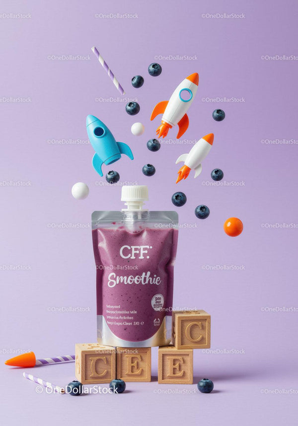 Kieszonka z smoothie jagodowym z zabawnymi elementami rakiet