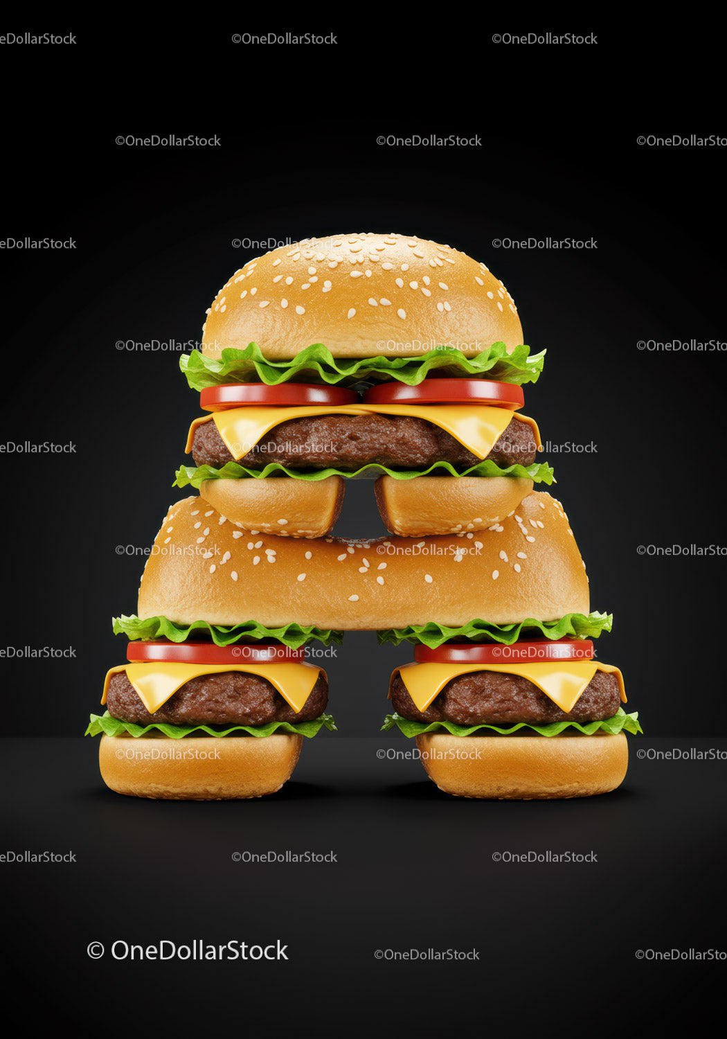 Kreatywna litera alfabetu A wykonana z cheeseburgerów