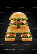 Creative Alphabet Letter A Made of Cheeseburgers