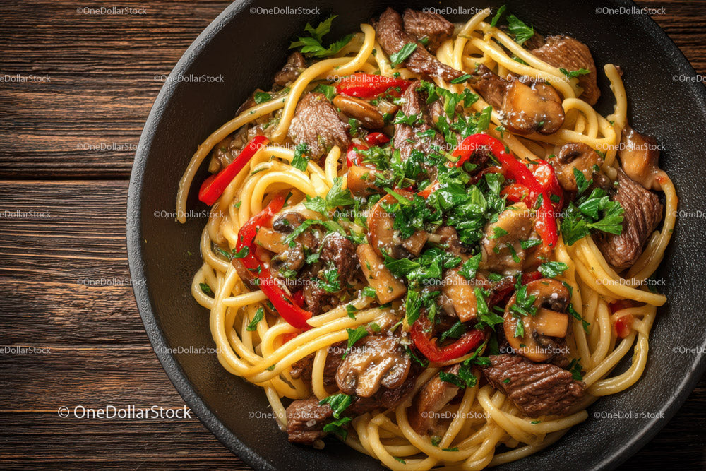 Beef Stroganoff Pasta with Mushrooms and Red Peppers (18 Images)