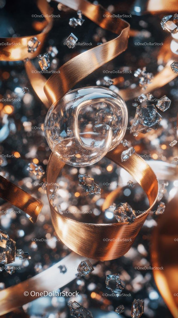 Elegancka Złota Wstążka i Błyszczące Diamenty na Świętowanie i Luksus