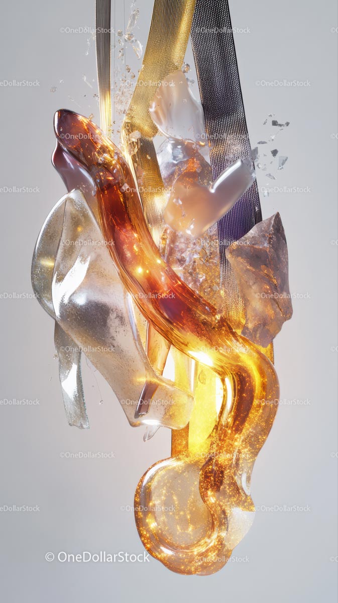 Abstract Glass Sculpture with Metallic Elements for Modern Decor