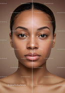 Stunning Portrait of a Woman with Flawless Skin and Natural Makeup