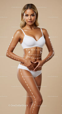 Female Model Showing Body Contours in White Sports Bra and Shorts