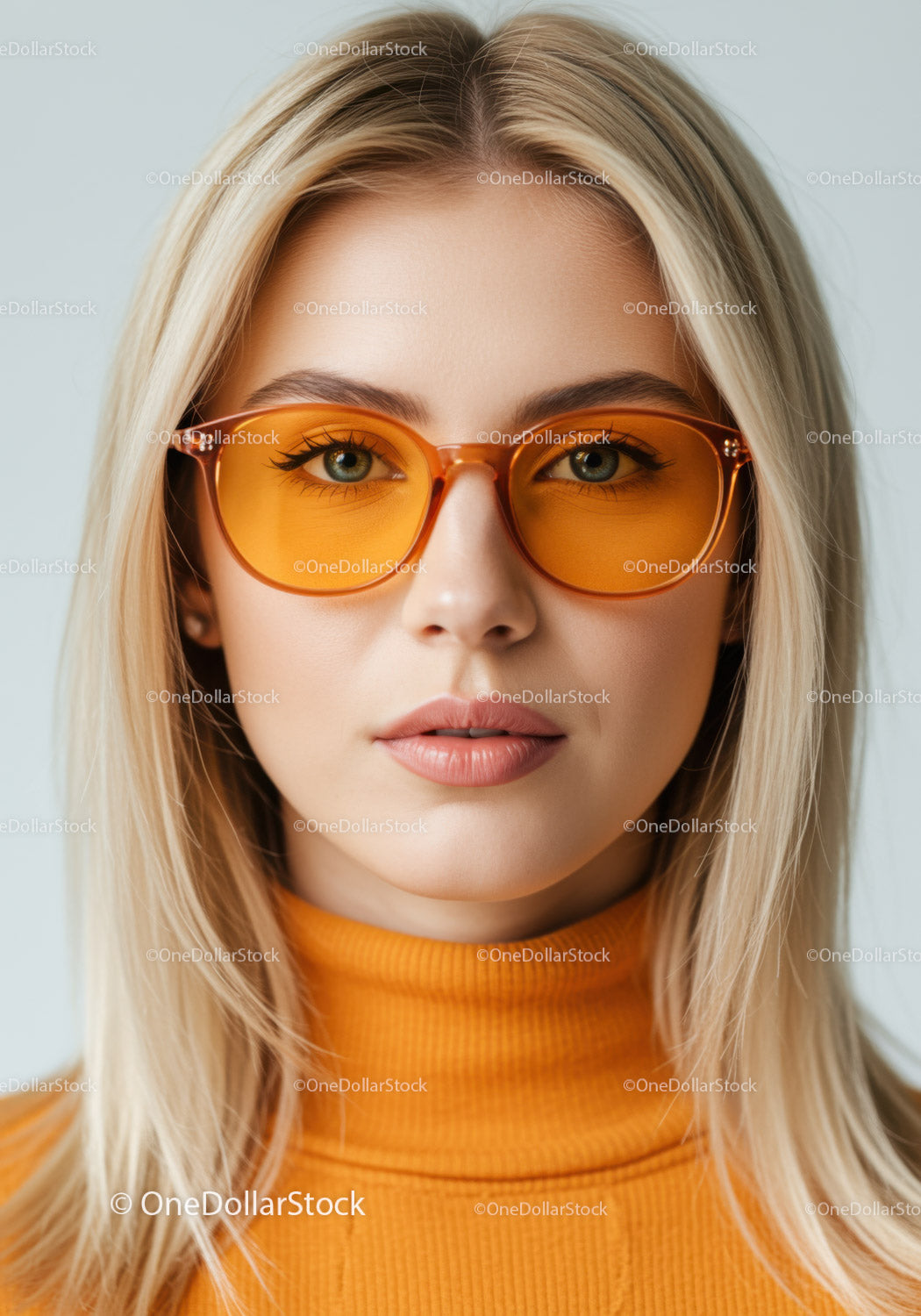 Stylish Woman Wearing Orange Sunglasses in Modern Summer Look