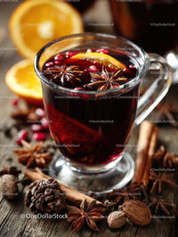 Delicious Mulled Wine with Citrus and Spices in a Glass Mug