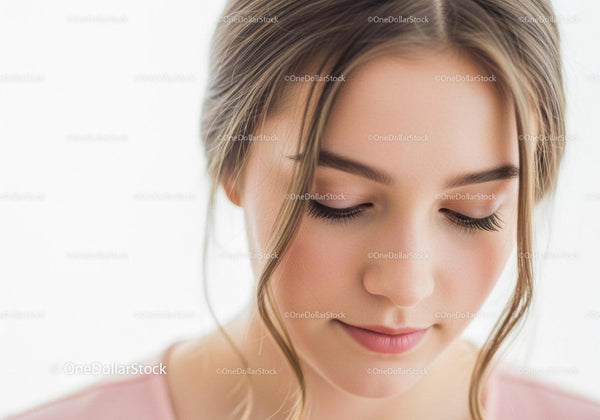 Beautiful Woman with Natural Beauty and Soft Makeup Portrait