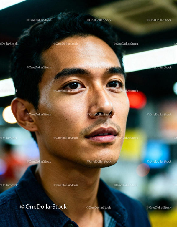 Thoughtful young man in casual shirt indoors