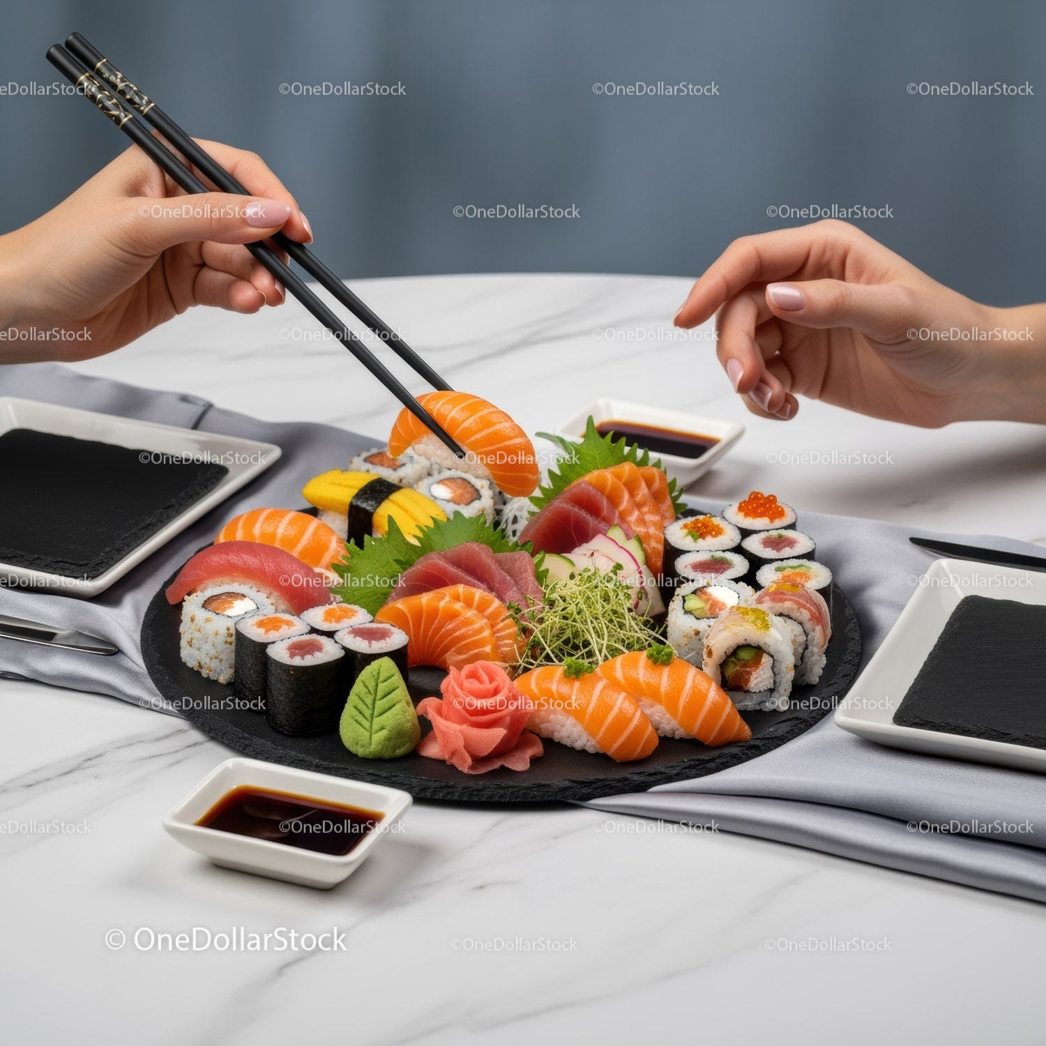 Fresh Sushi Platter with Salmon Tuna and Assorted Sushi Rolls