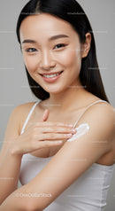 Young Woman Applying Skin Lotion for Skincare Routine